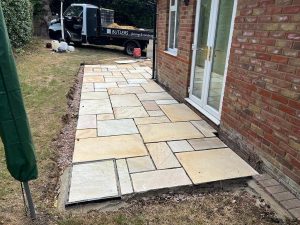 A patio, an example of hard landscaping undertaken by Butlers